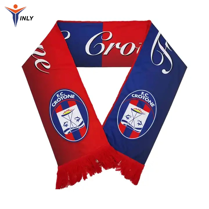 Factory Custom Logo Fans Knitted Acrylic Football Soccer Scarf