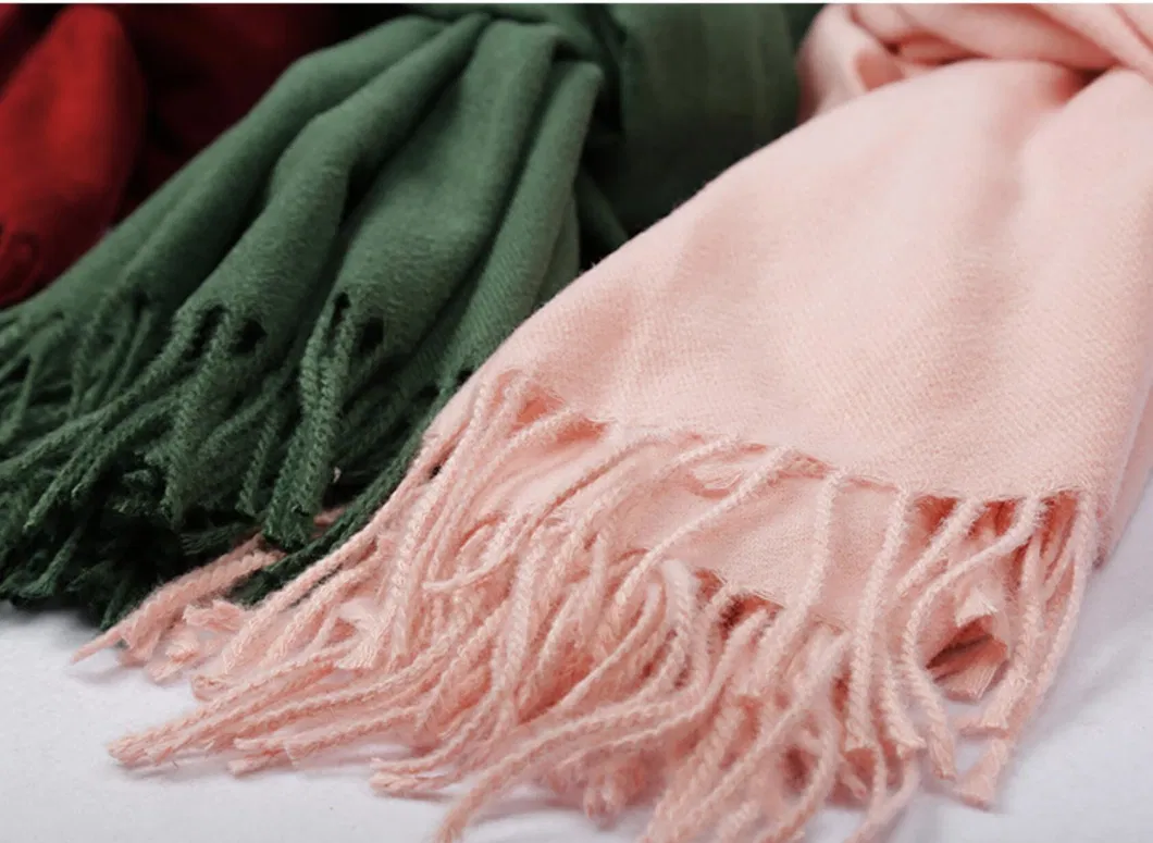 Fringed Winter Cashmere Scarves 100% Polyester Thermal Scarves 70X180cm