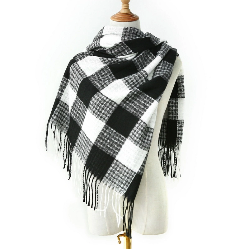 Wholesale Tartan Checked Long Scarf with Tassel for Ladies