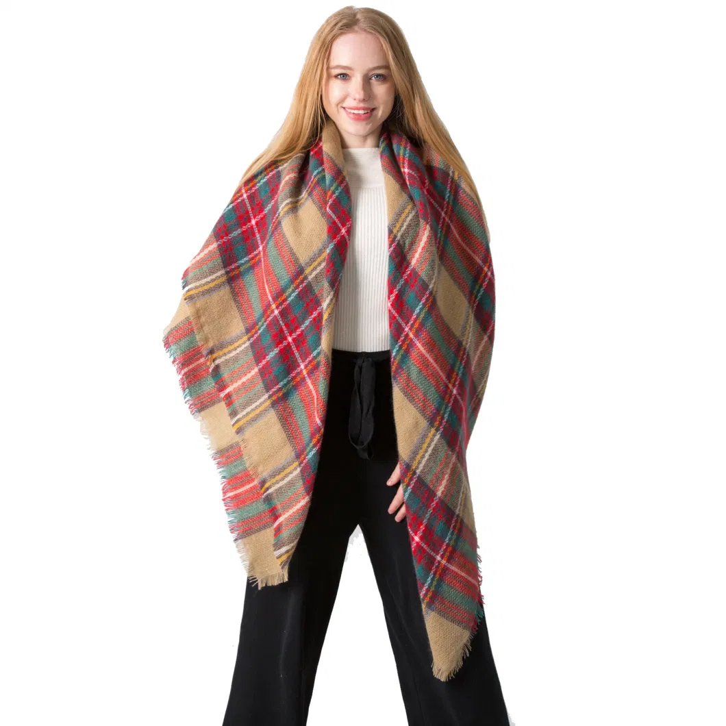 Fall Winter Fashion Scarf Classic Tassel Plaid Scarf Warm Soft Chunky Large Blanket Wrap Shawl Scarves