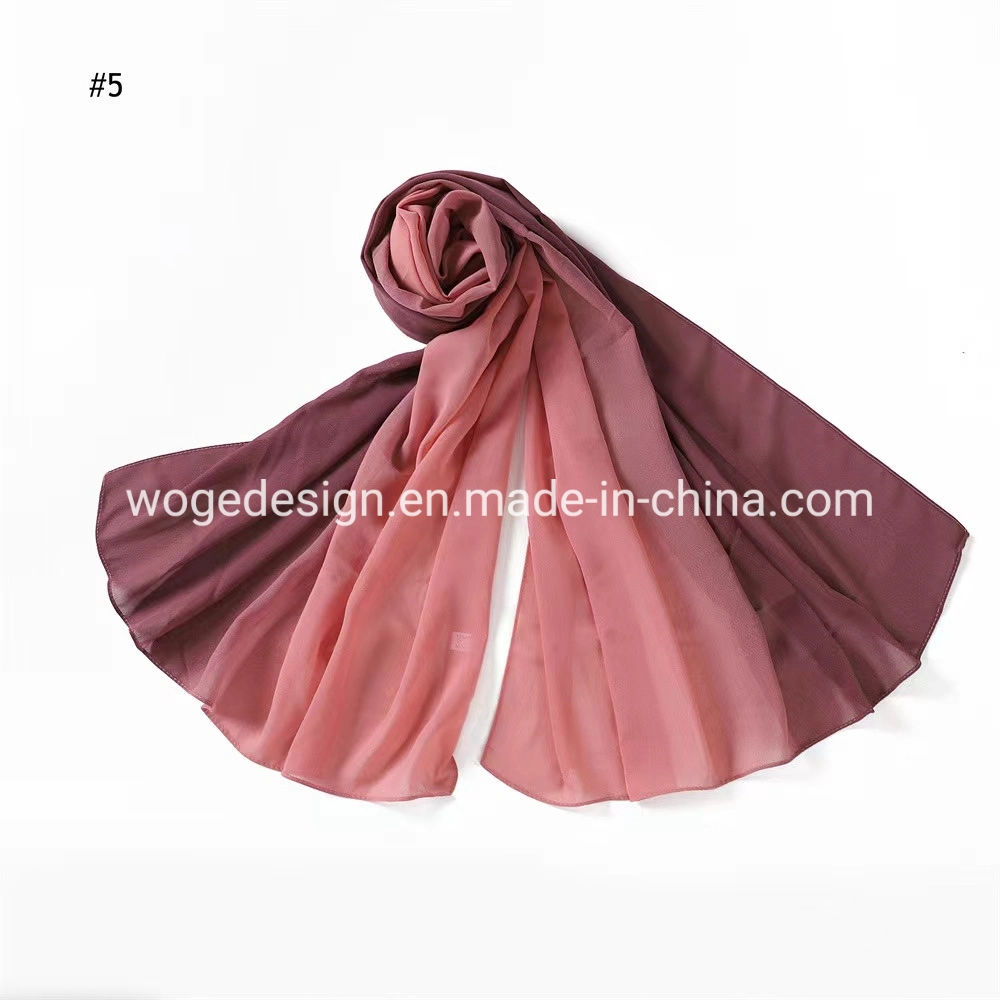 Factory Wholesale High Quality Scarfs Hijab Dupatta Shawl Wrap Turban Woman Chiffon Polyester Plain Handpainting Muslim Scarf
