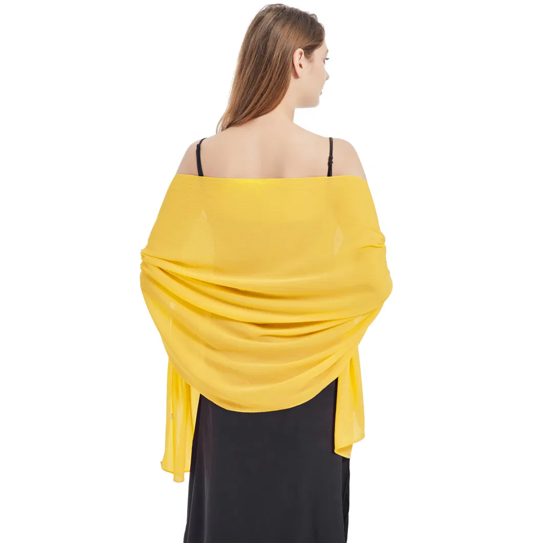 Wholesale Summer Mustard Oversized Chiffon Shawl Cape for Ladies