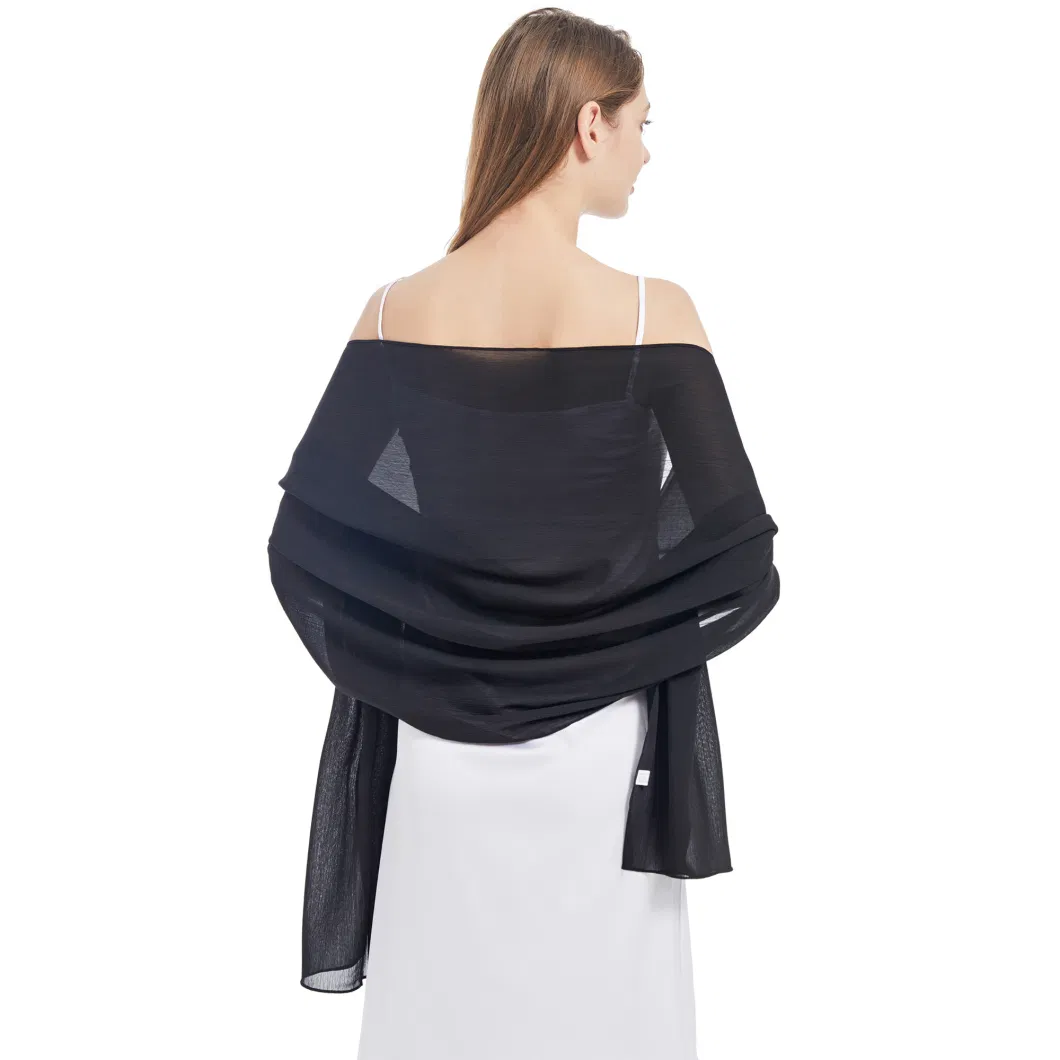 Trendy Women&prime; S Black Chiffon Poncho Shawls and Wraps Scarf