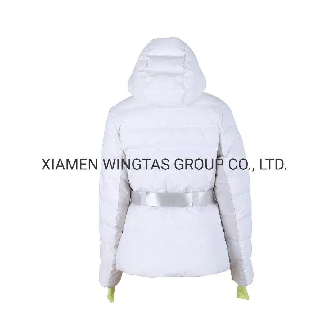 New Design White Fashion Warm Customized Winter Lady Down Jacket Coat with Factory Price