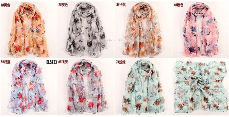 Factory Price Fashion Spring Neckchief Floral Printing Lady Scarves