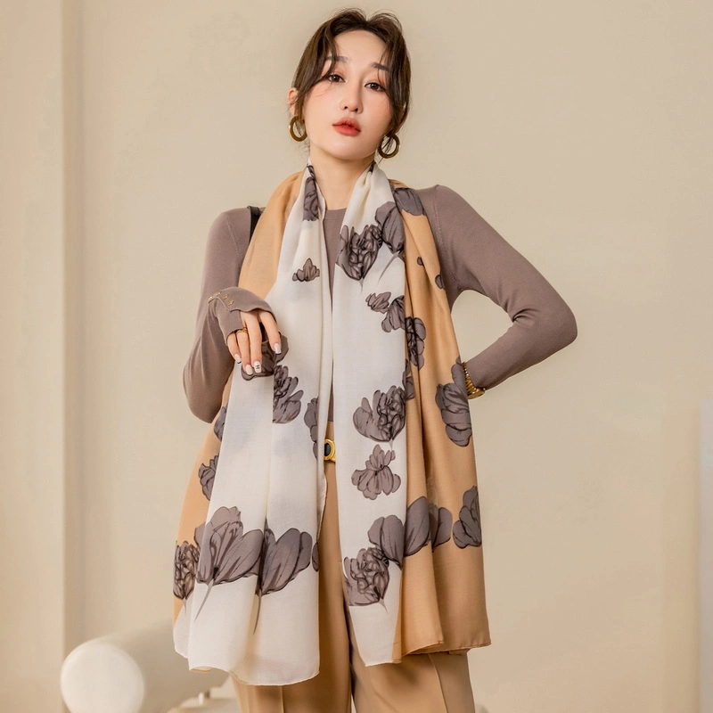 Spring Fashion Floral Print Long Scarf for Ladies