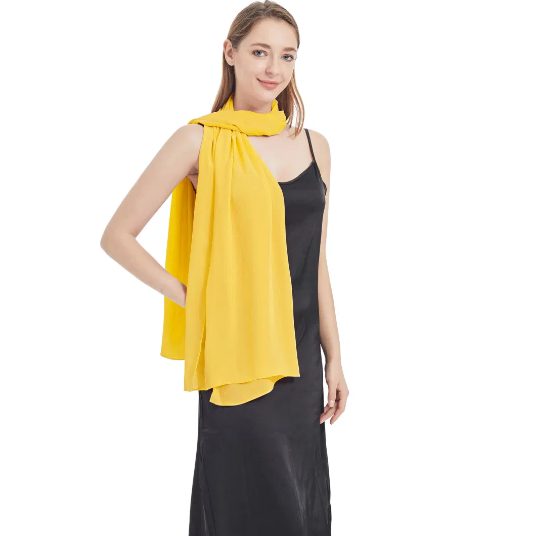 Wholesale Summer Mustard Oversized Chiffon Shawl Cape for Ladies