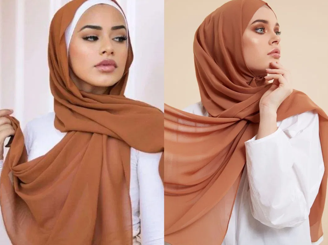 Wholesale Islamic Shawl Soft Plain Georgette Muslim Hijabs Headscarf Bubble Chiffon Hijab Scarf