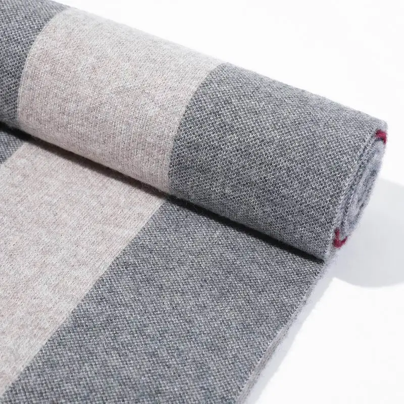 Customize Warm Winter Thick Men Checked Merino Wool Scarf