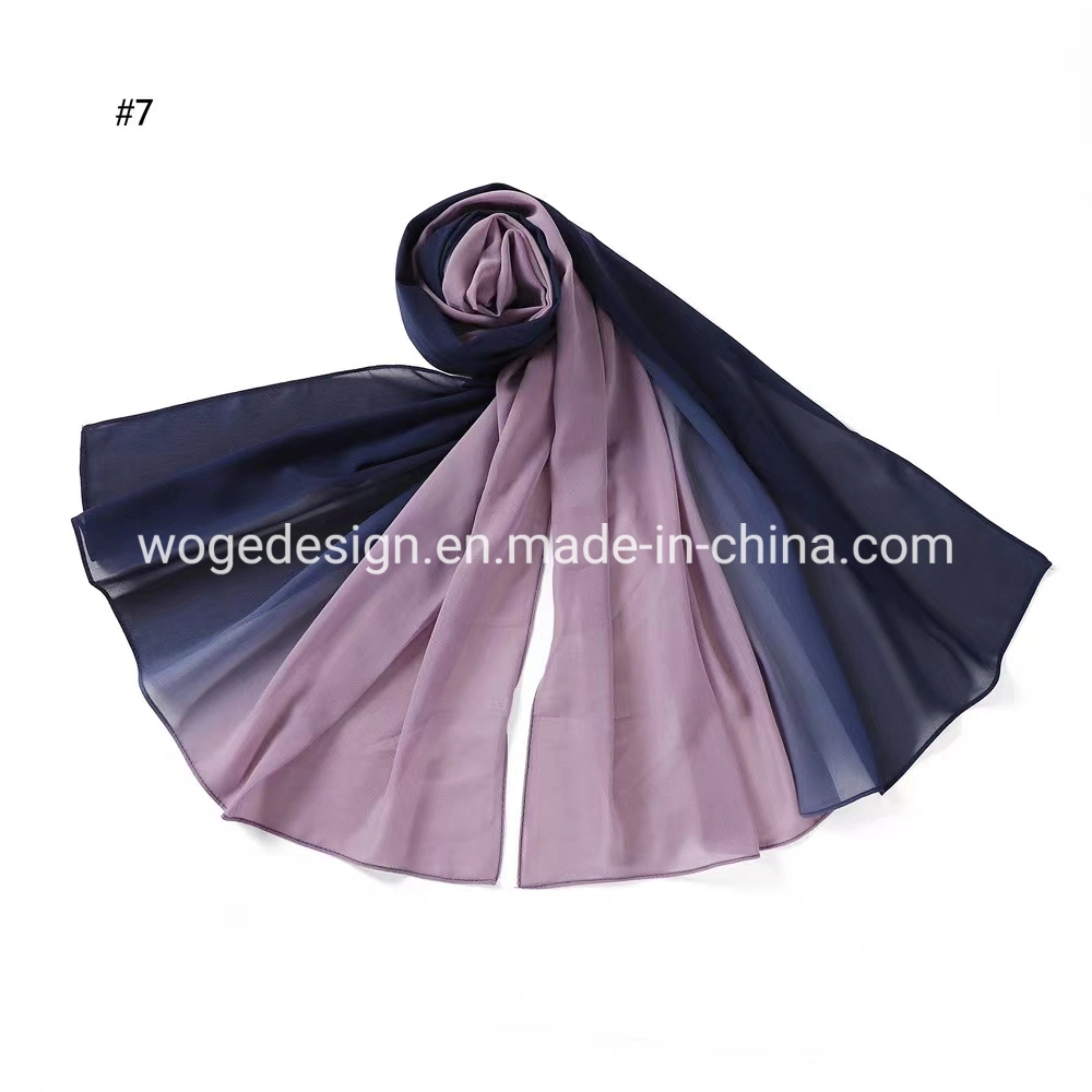 Factory Wholesale High Quality Scarfs Hijab Dupatta Shawl Wrap Turban Woman Chiffon Polyester Plain Handpainting Muslim Scarf