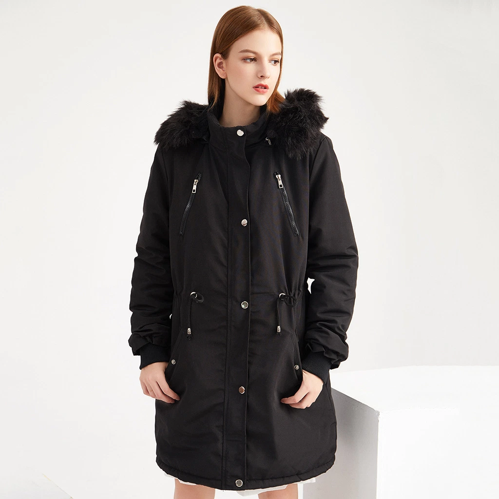 Black Puffer Jacket Wholesale Fashion Jacket Women Warm Lady Coat Trench Coats Plus Size Winter Down Jacets Parka Coats Winter Coats with Faux Fur Lined Outerwe