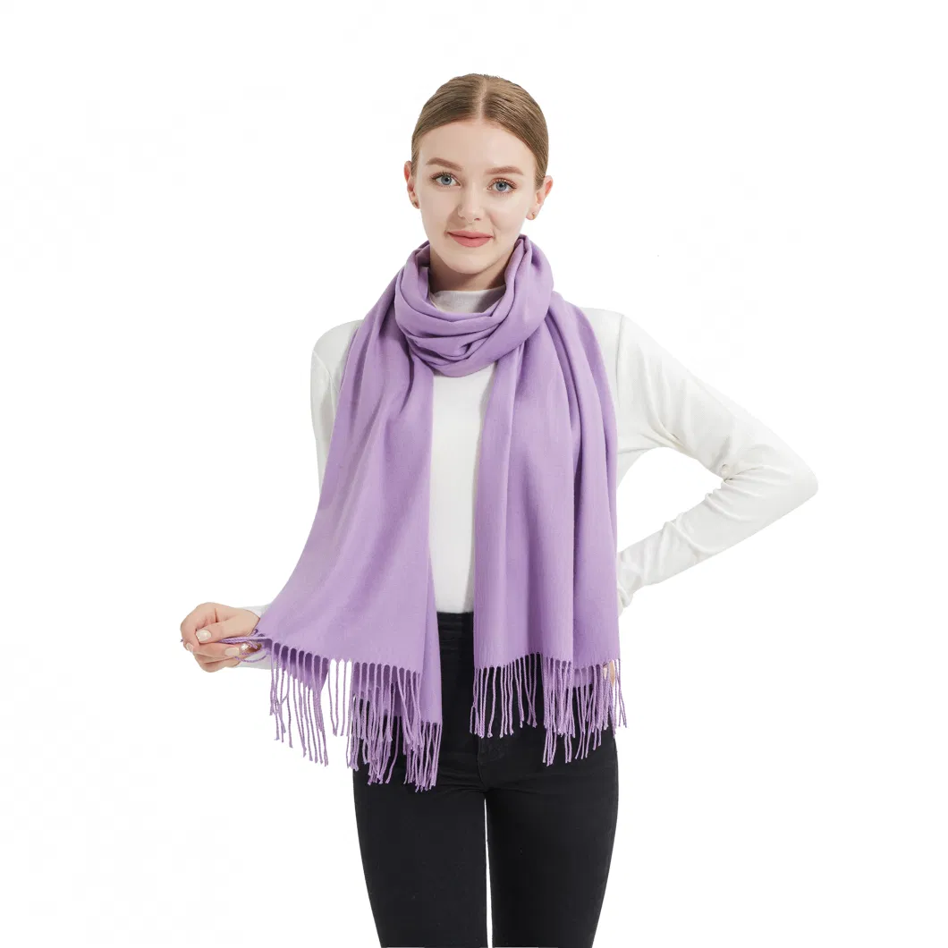 Wholesale Customise Fashion Lavender Cashmere Wool Pashmina Shawl Scarves for Women