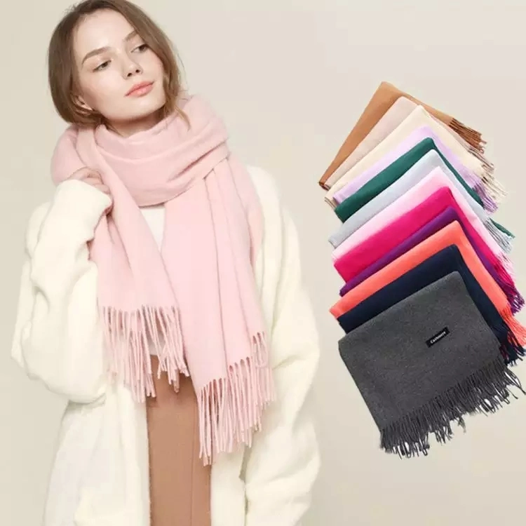 Fashion Lady Warm Long Pure Color 100% Cashmere Winter Scarf