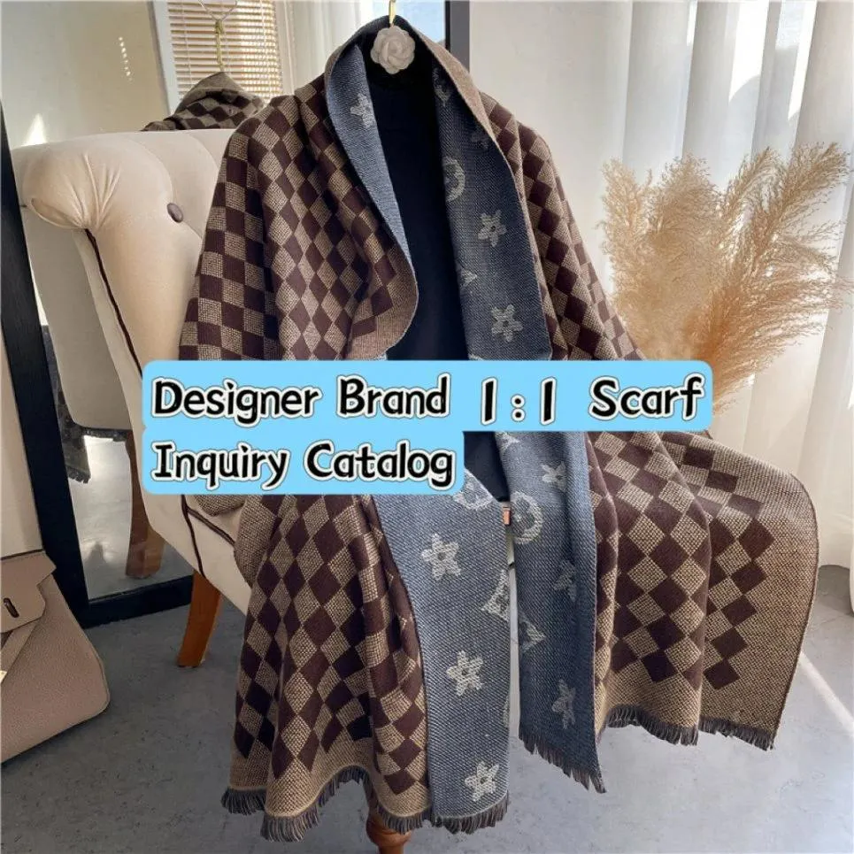 2024 Chic and Luxury Oversized Khaki Pashmina Wraps Winter Warm Scarfs Cashmere Tassel Pashmina Plaid Blanket Shawls Wholesale Designer Wool Scarf