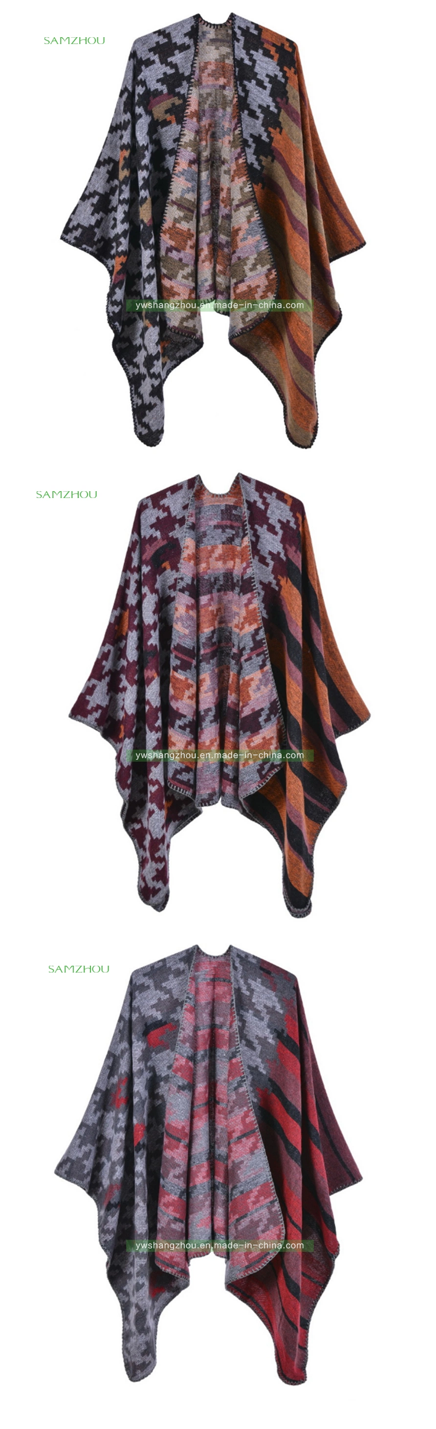 Fashion Street Jacquard Cape Euramerican Scarf Lady Cashmere Shawl Winter