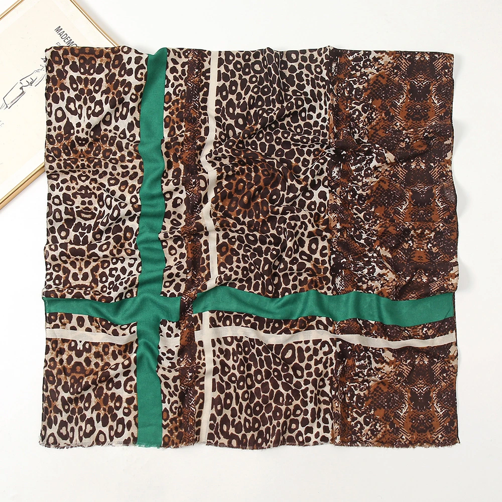 Women Fashion Leopard Custom Design Spring Summer Lady F Long Silk Scarf