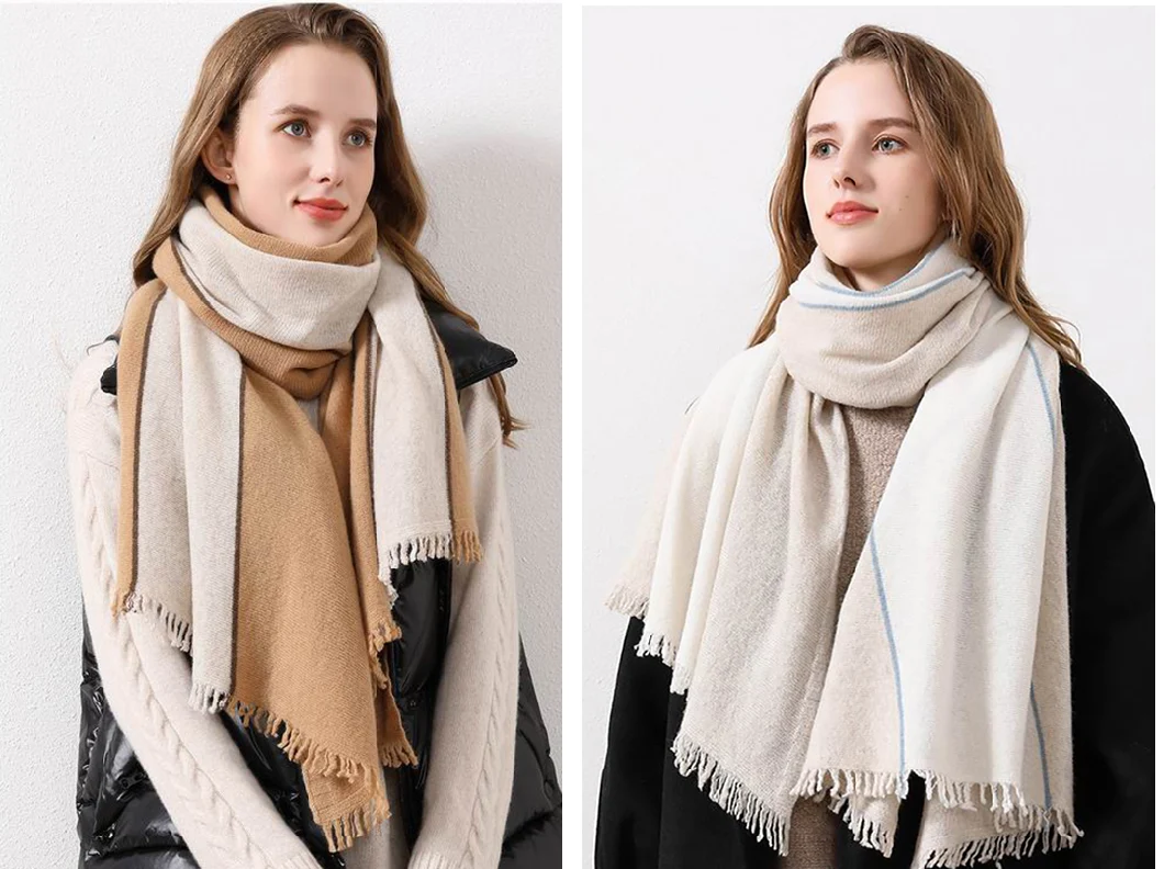 Wholesale Classic Winter Warm Chunky 100% Merino Wool Long Scarf for Ladies