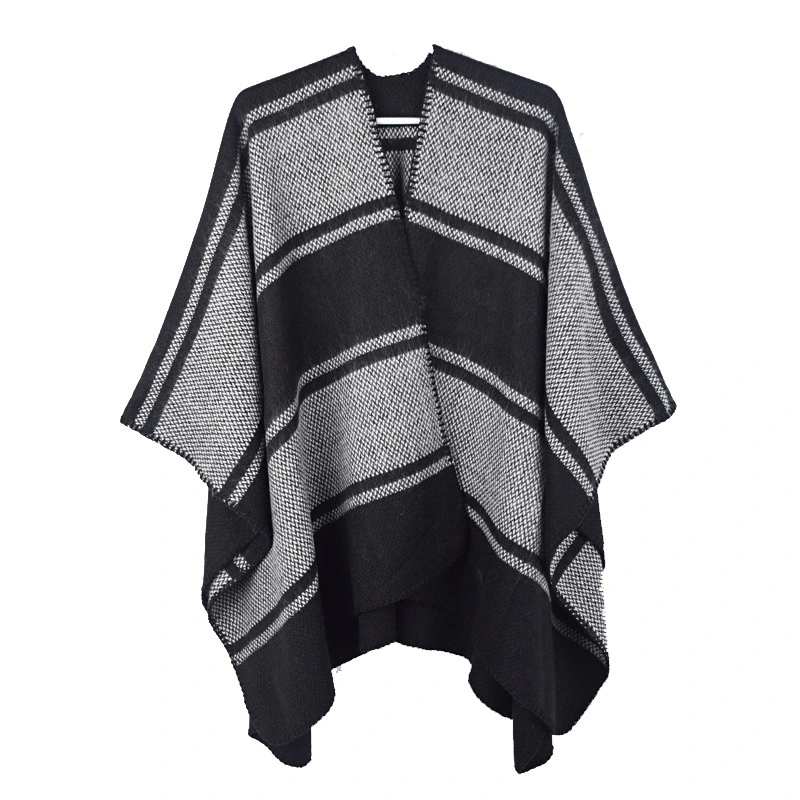 Stripe Oversized Shawl Scarf Fashion Simple Design Poncho Winter Women Cape