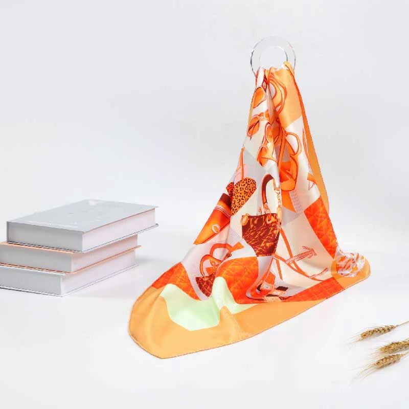 Fashion Shawl Personalized Long Square Digital Printing Silk Scarf