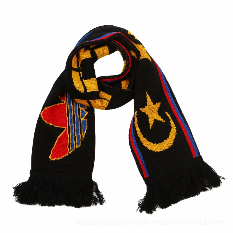 Sublimation Printing Acrylic Polyester Winter Knit Jacquard Football Soccer Fan Scarf