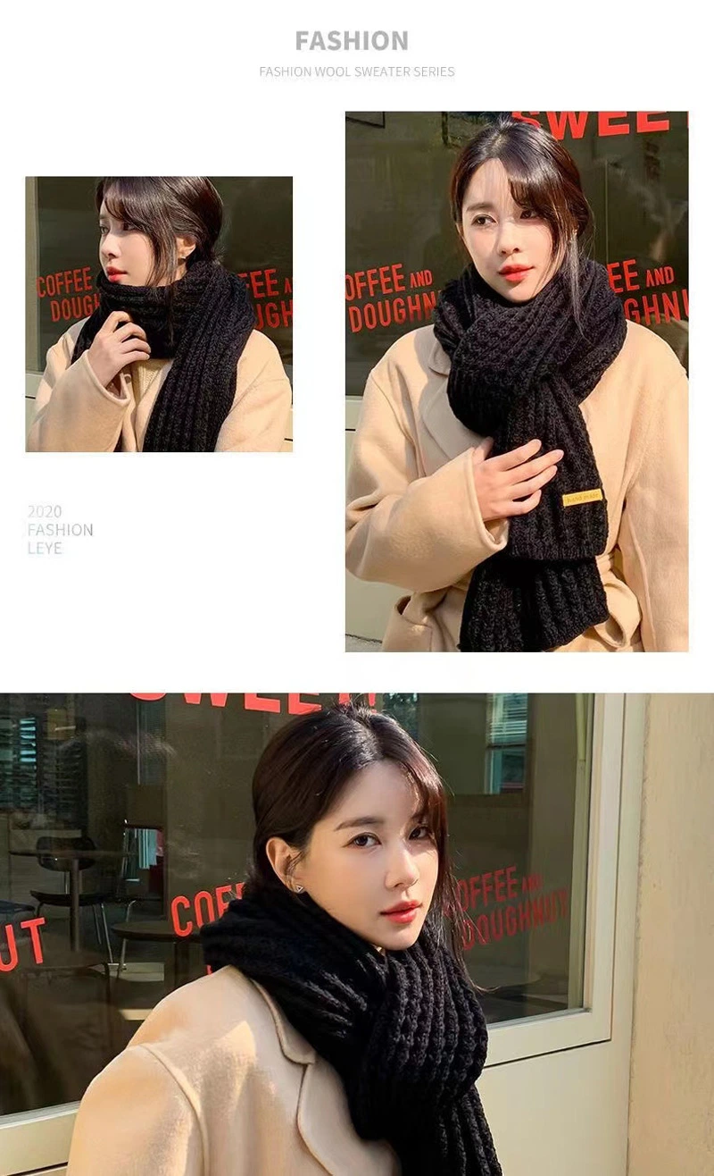 Fashion Lady Warm Long Pure Color Shawls Knitted Scarves Women