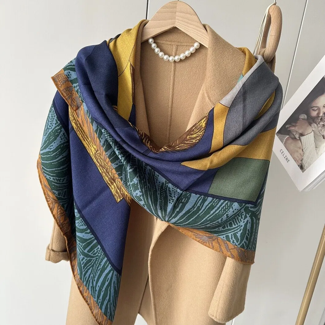 Custom Silk Blend Wool Scarf with Digital Printed
