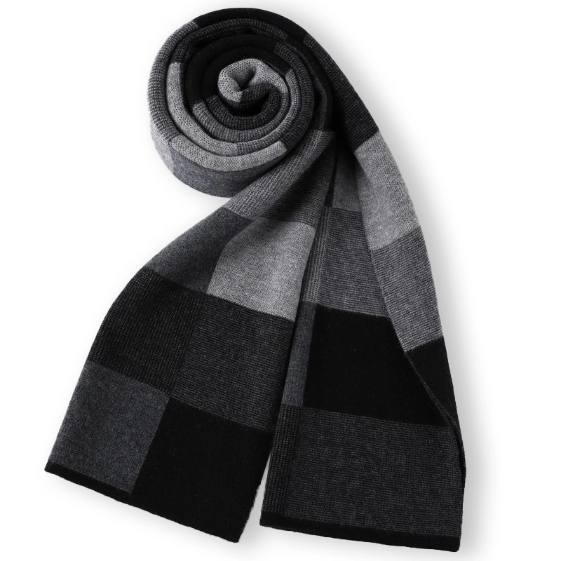 Wholesale Winter Men&prime; S Tartan Wool Scarf with Solid Color