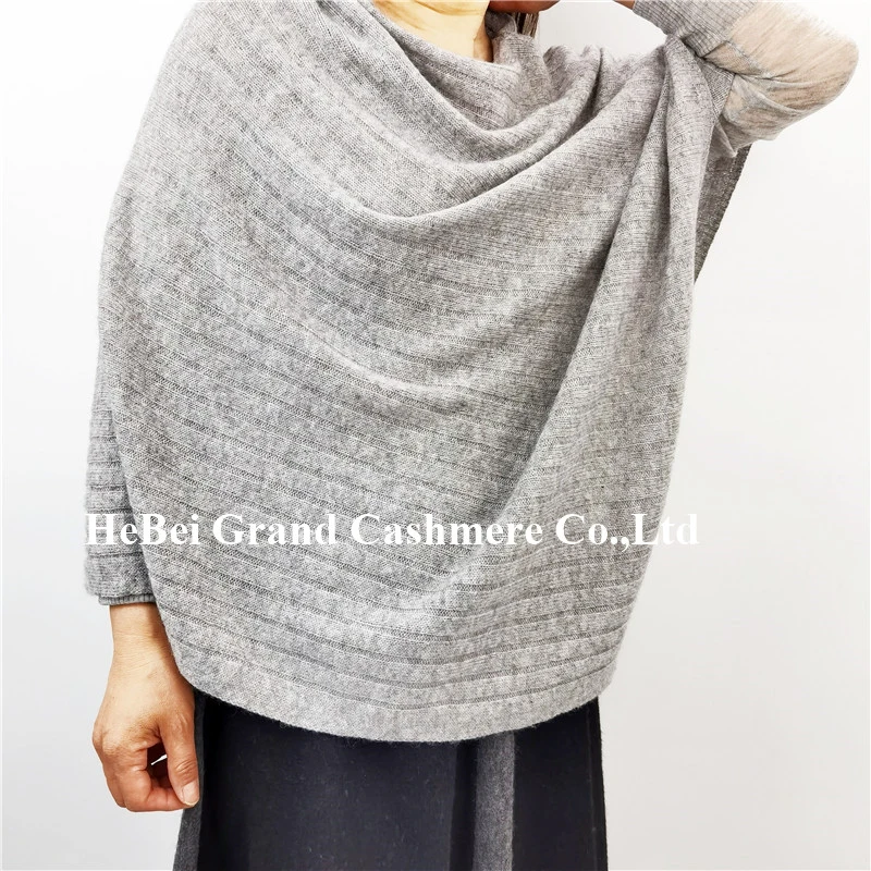 Cashmere Wool Rib Knit Poncho