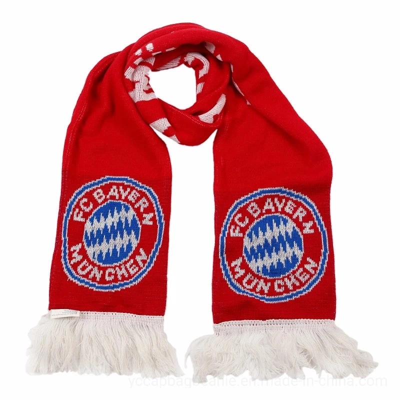 Sublimation Printing Acrylic Polyester Winter Knit Jacquard Football Soccer Fan Scarf