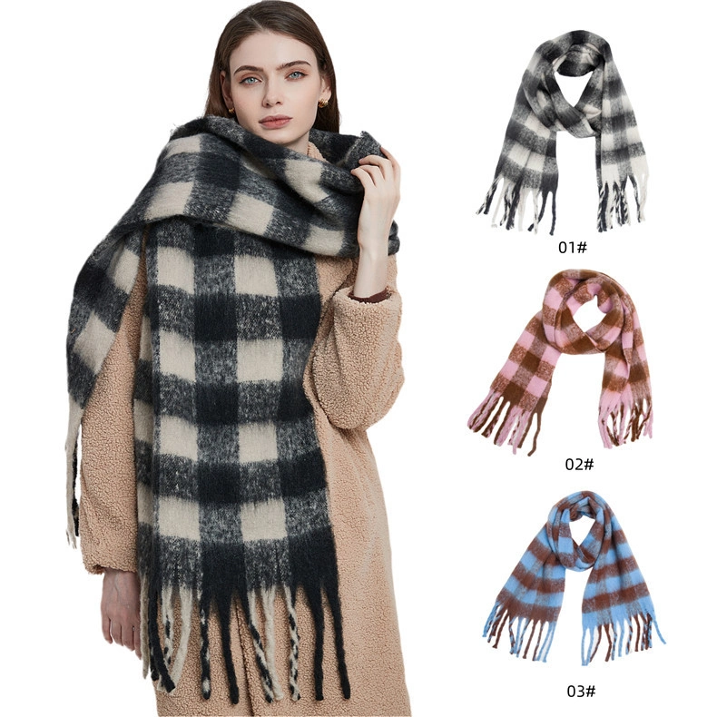 Fall Winter Scarf Classic Tassel Plaid Scarf Shawl Scarves