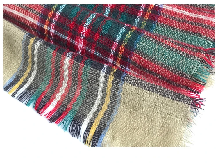 Fall Winter Fashion Scarf Classic Tassel Plaid Scarf Warm Soft Chunky Large Blanket Wrap Shawl Scarves