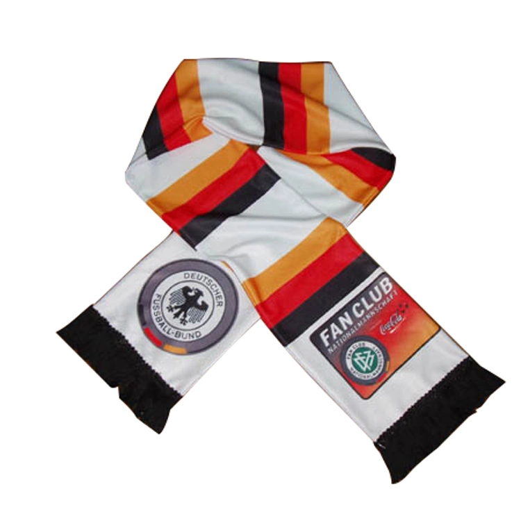 100% Polyester Sublimation Printed Fans Football Scarf with Team Logo and Design