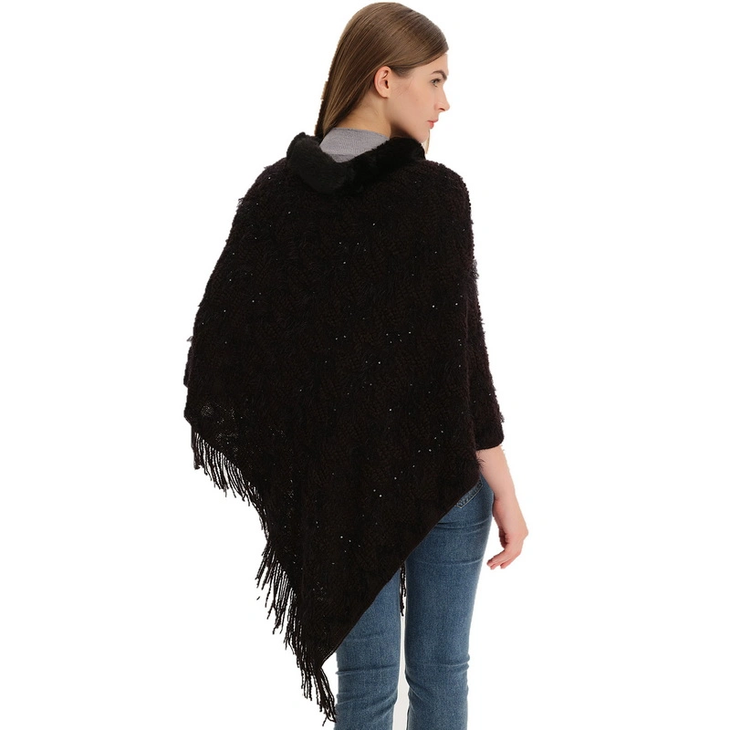 Custom Winter Pure Color Cape Shawl for Ladies