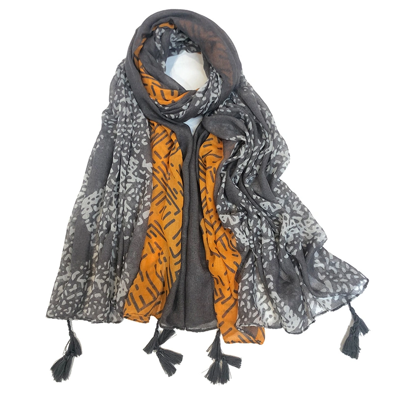 Creative Viscose Scarves Delicate Ethnic Style Shawl with Diverse Plants Printing for Women Manufacture Wholesale