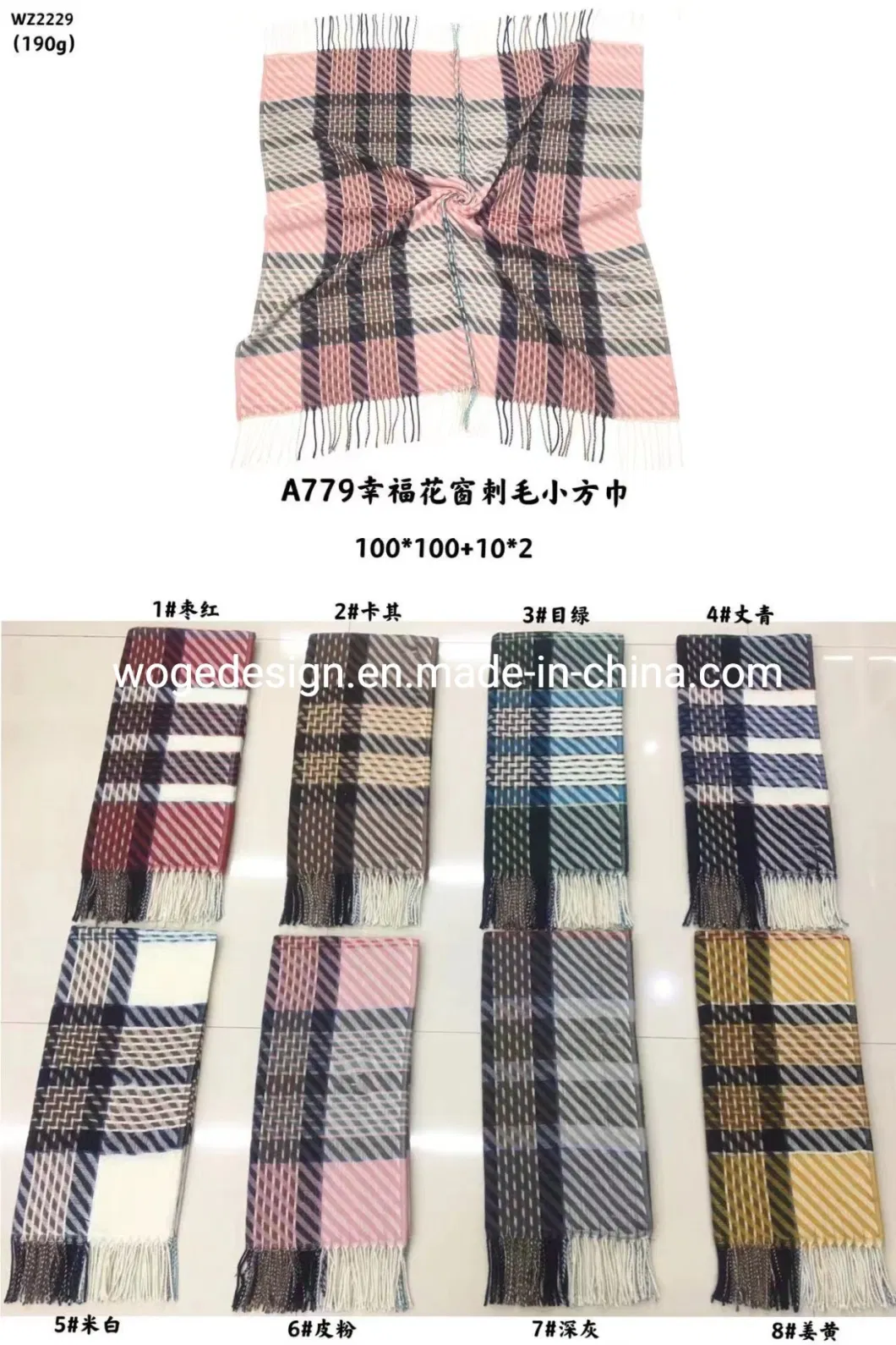 New Arrival Factory Bulk Buy Winter Ladies Cashmere Square Plaid Scarf