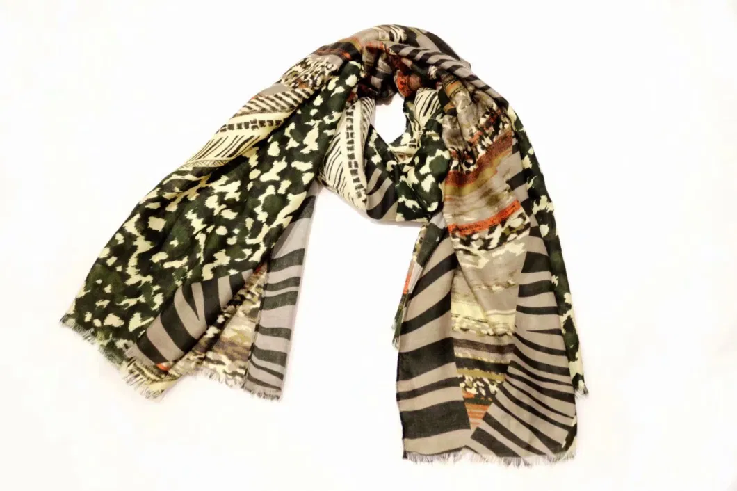 Zebra Stole Soft Animal Pattern Wraps Female Autumn Geometric Patchwork Shawl