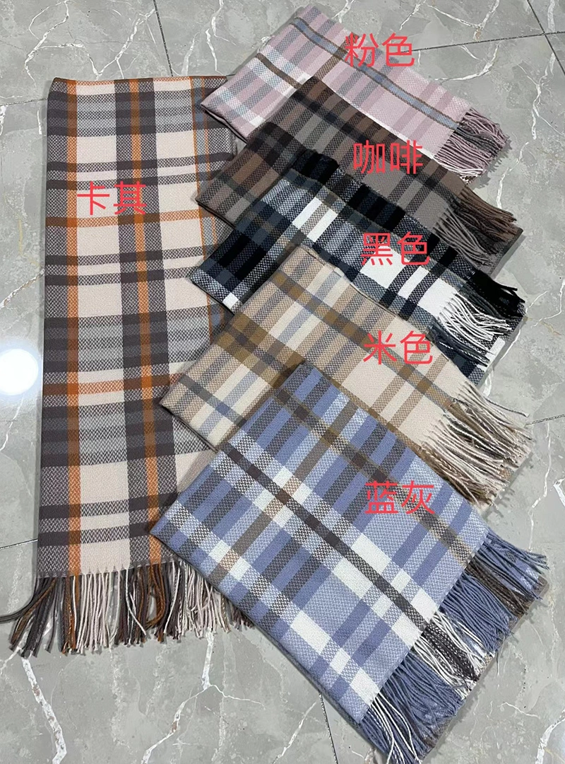 Warm Scarf Windproof Imitation Cashmere Chic Trendy Plaid Pattern Warm Long Scarf