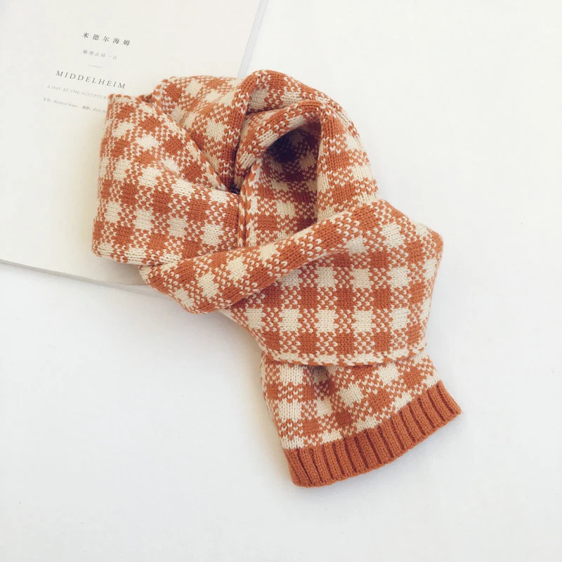 Children Checked Grid Cotton Cute Spring Unisex Warm Winter Soft Scarf