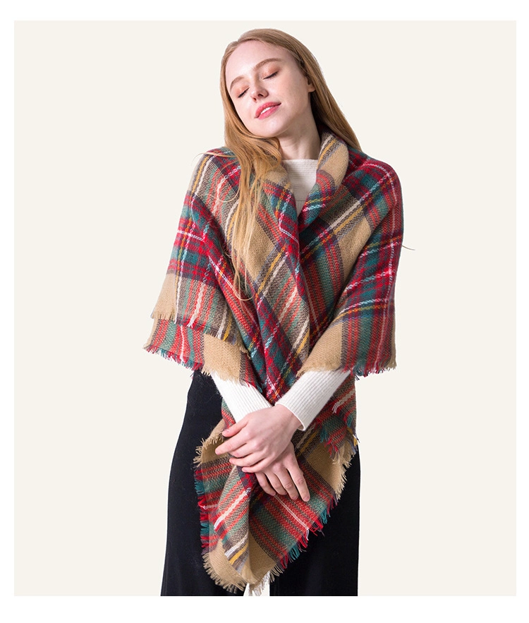 Fall Winter Fashion Scarf Classic Tassel Plaid Scarf Warm Soft Chunky Large Blanket Wrap Shawl Scarves