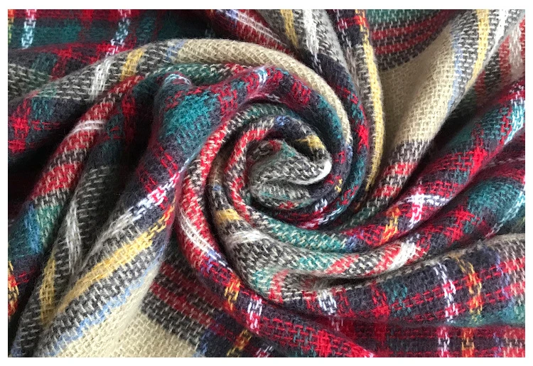 Fall Winter Fashion Scarf Classic Tassel Plaid Scarf Warm Soft Chunky Large Blanket Wrap Shawl Scarves