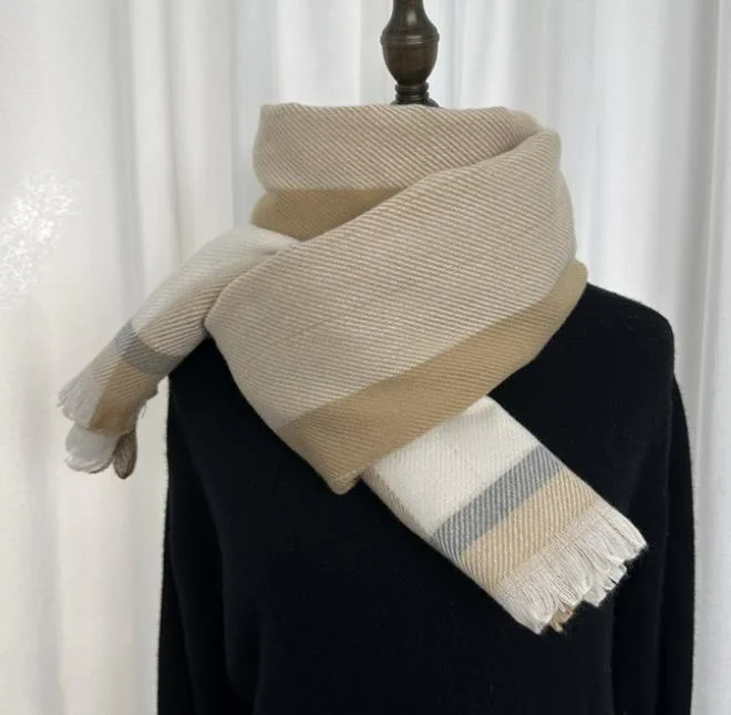 Autumn and Winter Women&prime;s Latest Fashion Checked Horizontal Stripe Warm Lady Scarf