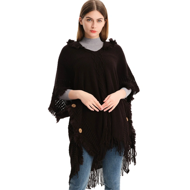 Hot Sale Warm Women Hooded Poncho Shawl Cape