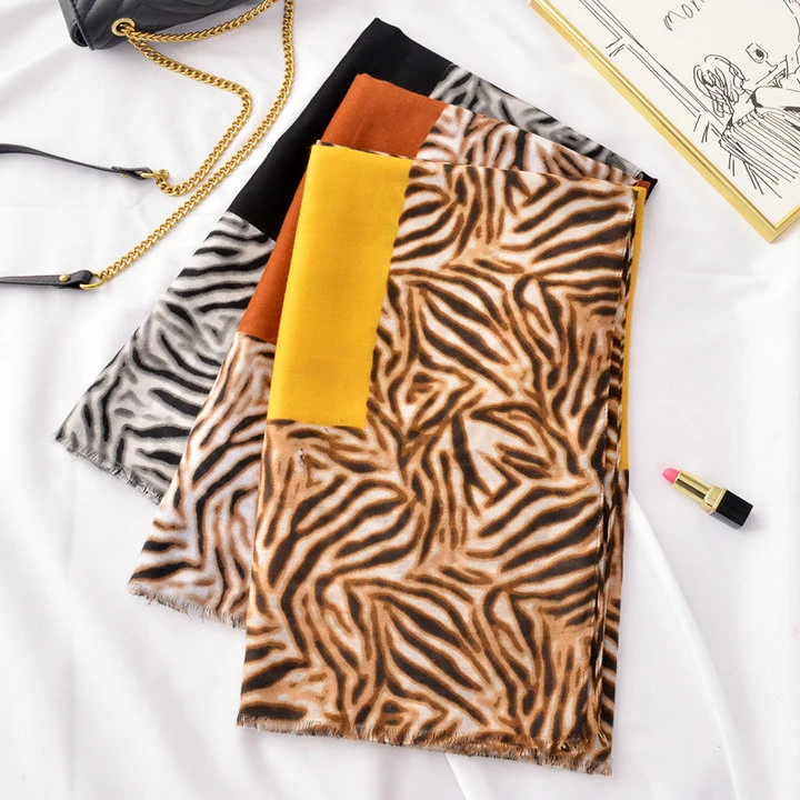 Fashion Zebra Leopard Prints Shawl Twill Animal Printing Scarf