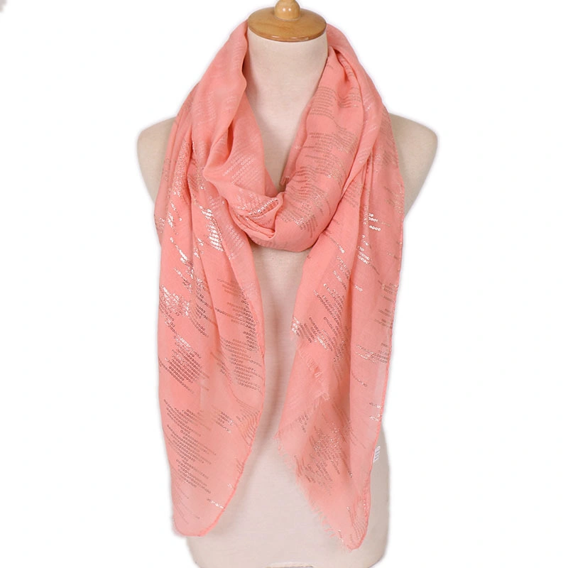 New Style Hot Stamping Fashion Cotton Sequin Long Women Scarf Custom Solid Color Thin Polyester Cotton Lady Scarf