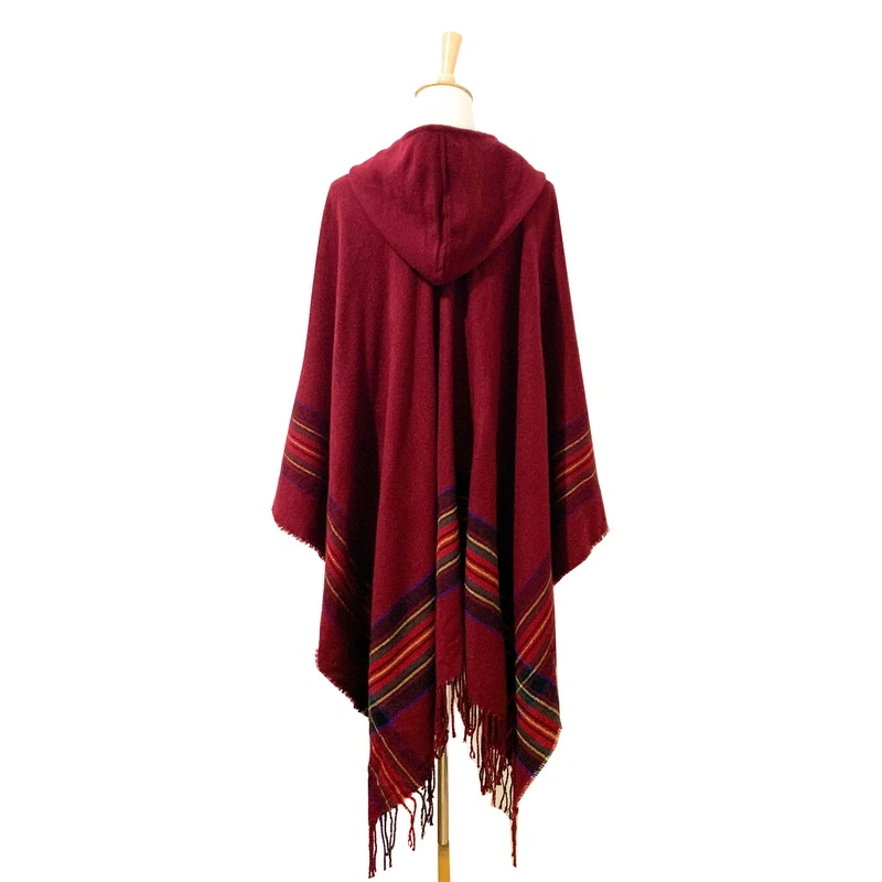 Hot Sale Custom Warm Ladies Hooded Poncho Cape Shawl