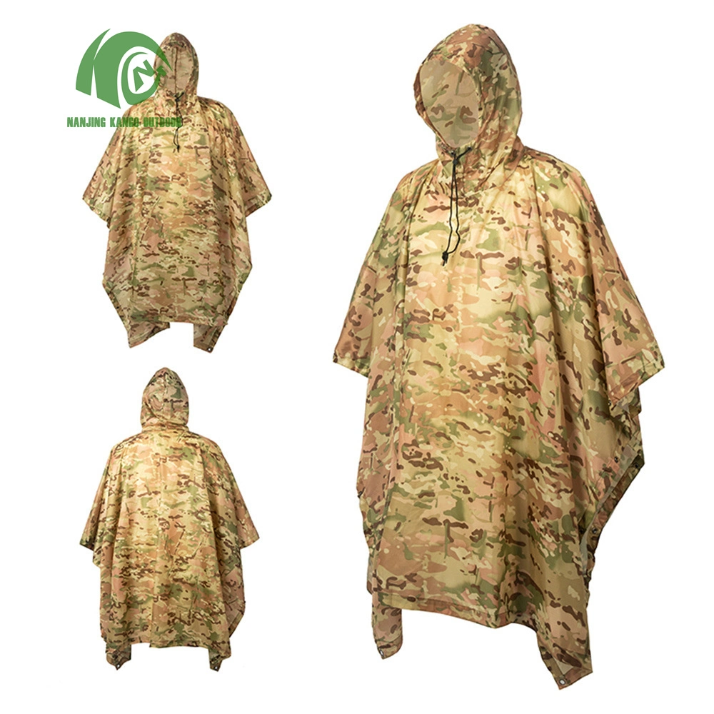 Kango Outdoor Raincoat Military Camping Hiking Rain Poncho with Hood