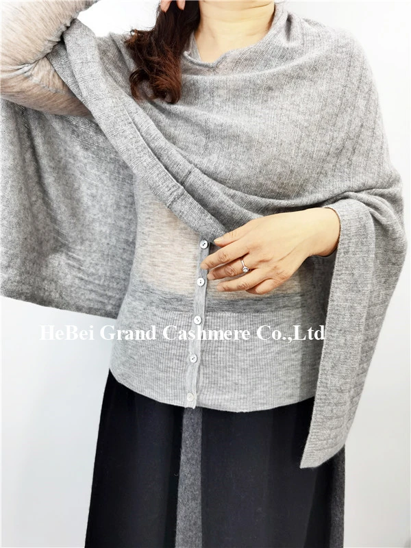 Cashmere Wool Rib Knit Poncho