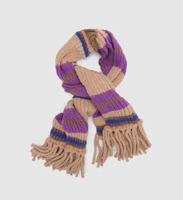 2022 Winter New Fashion Soft Contrast Color Acrylic Custom Logo Tassels Scarf