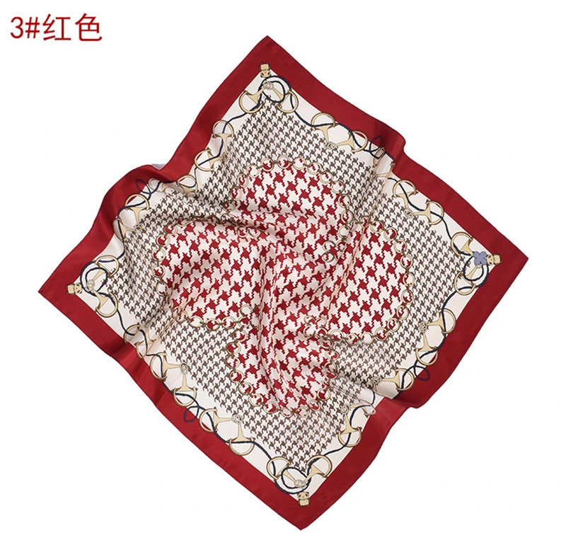 Hangzhou 100% Pure Silk New Design Print Square Hair Scarf for Lady