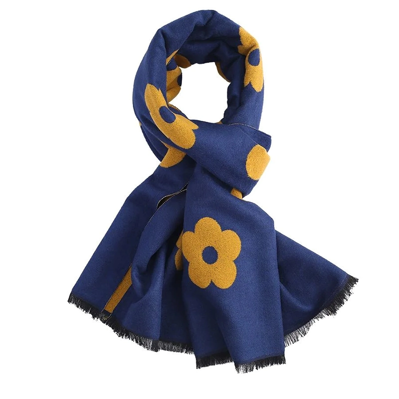 Pure Accessories Terry Flowers Scarf Pashmina Scarves Female Winter Warm Wool Scarf